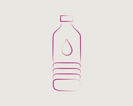 Vandens buteliuko, rodančio pakankamą nealkoholinių skysčių suvartojimą trombozės prevencijai, piktograma